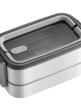 饭盒上热班CIQ量族便学携微波炉加生大容不锈钢分格双层保温便当