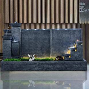 现代约布大型流水CIJ喷瀑水幕墙摆简件可泉私人定制公司logo欢迎