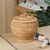 南居越秋藤编收纳JGP盒干果叶盒茶罐南天坛罐储茶罐糖果盒编织藤