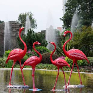 仿真火烈鸟摆件大雕塑RLF户外花庭院水池橱窗楼梯落婚庆园地口装