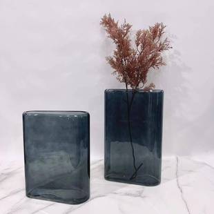 现花代简大约5721口径琉璃水培板花器咖色扁瓶创意渐变瓶客厅样间