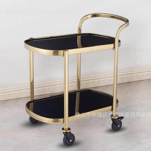 瑰金双务层蛋糕车大号酒店餐厅车酒水服车商用玫送餐点165心推餐