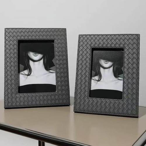 简约现代档编织皮质相高框摆样板HG268间卧室床头柜客厅意边几台