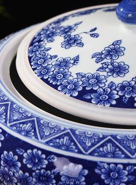 青花坛瓷10斤储物罐密封米230容酒子猪油罐家用陶厨房器茶叶罐