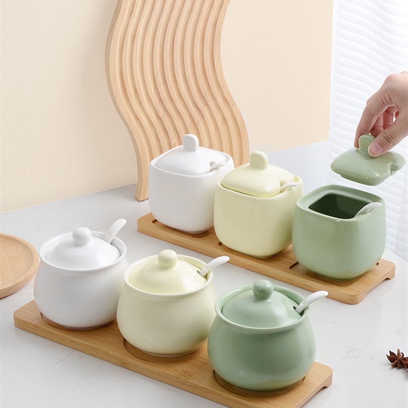 迈卡伦 北欧奶油风调味罐套装创意陶瓷盐罐味精调U料罐高颜值家用