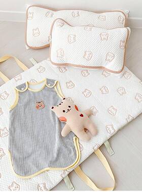 ins风可爱动RHO物全棉凉感折床垫床单幼园便式垫儿子飘窗叠垫防携