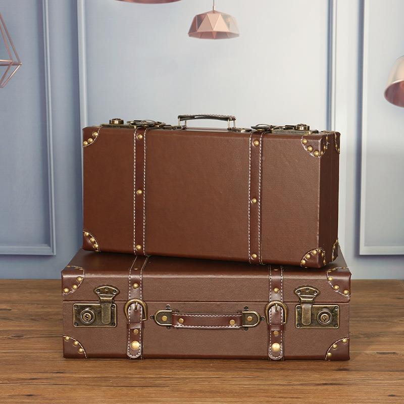 欧服式复古式手提箱收纳65箱物木箱子老摄影道具衣皮箱储做旧整理