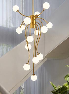 楼梯吊灯现代简约轻奢挑空厅灯客53395创个性层魔豆跃别意墅复式