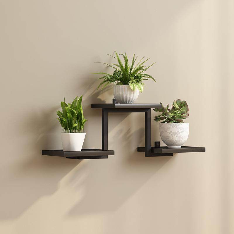 墙上置物花架书架现代简约饰简易壁挂隔板铁1艺多层装架打孔