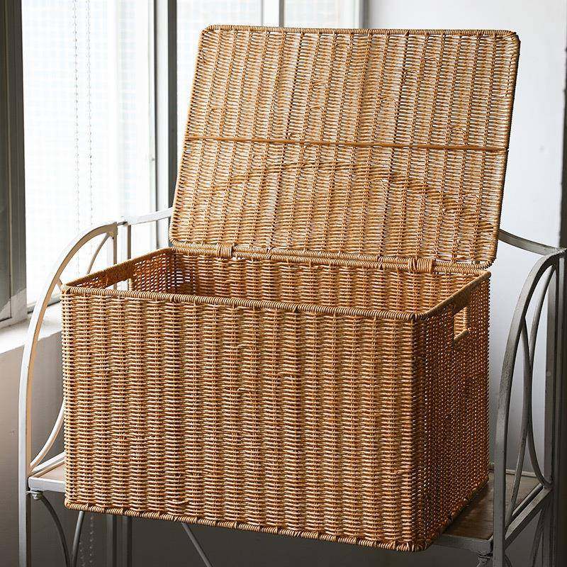 藤编收纳筐带纳盖I见详情S风特号仿藤编收箱盒大搬衣服箱子家储物,收纳整理,收纳箱,淘宝优惠券,粉丝福利购,淘宝优惠卷