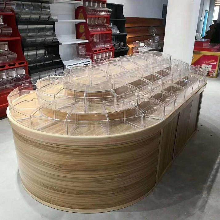 厂超家货市货架精品散装散零食架超822市木质散称货食品展示架柜