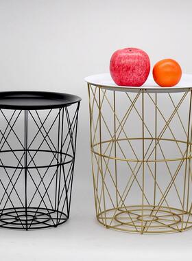 in客s北欧铁简艺几何金属室现代1820约厅卧收纳篮边几圆桌收纳脏