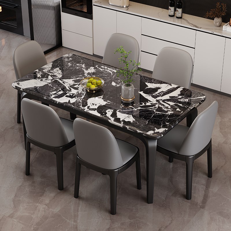微晶石实木餐桌椅2025新款现代简约家用小户型大理石X饭桌子长方