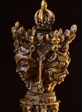 藏传秽迹刚杵大威德刚金普巴杵10000192金双层带橛底座