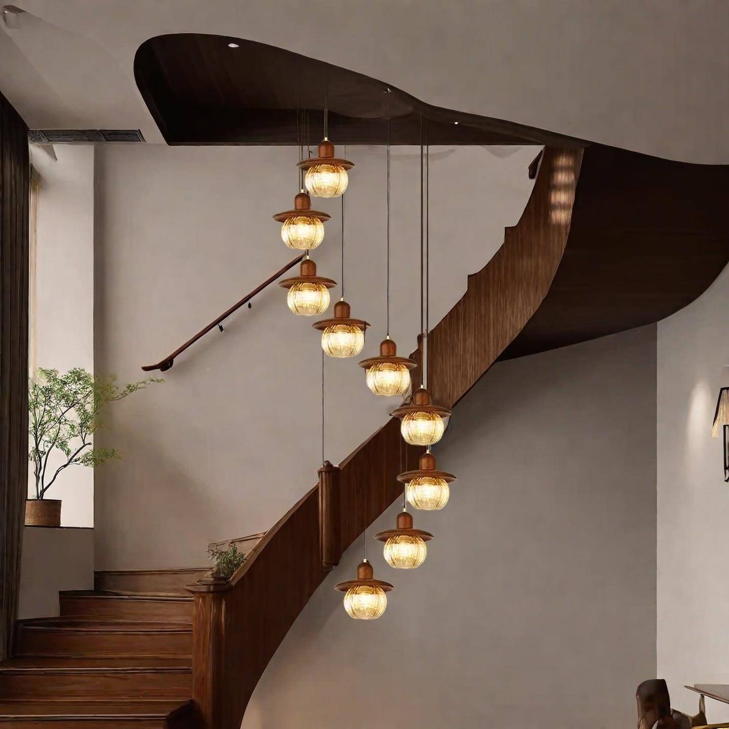 法空式中古灯风楼梯吊灯loft式复古客厅灯复式别墅372挑美餐厅具