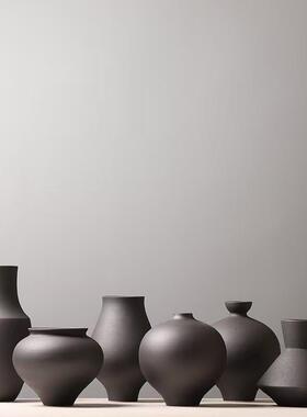 北欧简磨IBI约陶瓷花瓶样板房创意砂锈插点花饰装品博古架物摆件