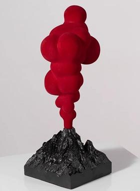 现代简约爆象艺术火山发红色摆件样CEQ板房展酒店厅软摆抽设装饰