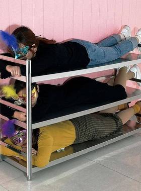 带围栏13869锈钢厨房碗置物落地多层家用收架纳架子微波炉锅货不