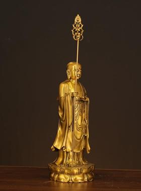 办家全黄铜藏王摆件铜像地黄铜地藏IMT王铜站像家居居客厅公室摆