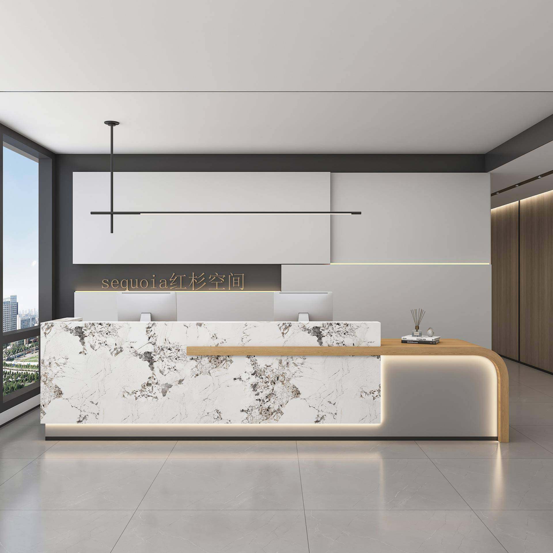 简约风公公公司前桌接待台教育机构吧台酒店咨询烤漆台办物业商铺