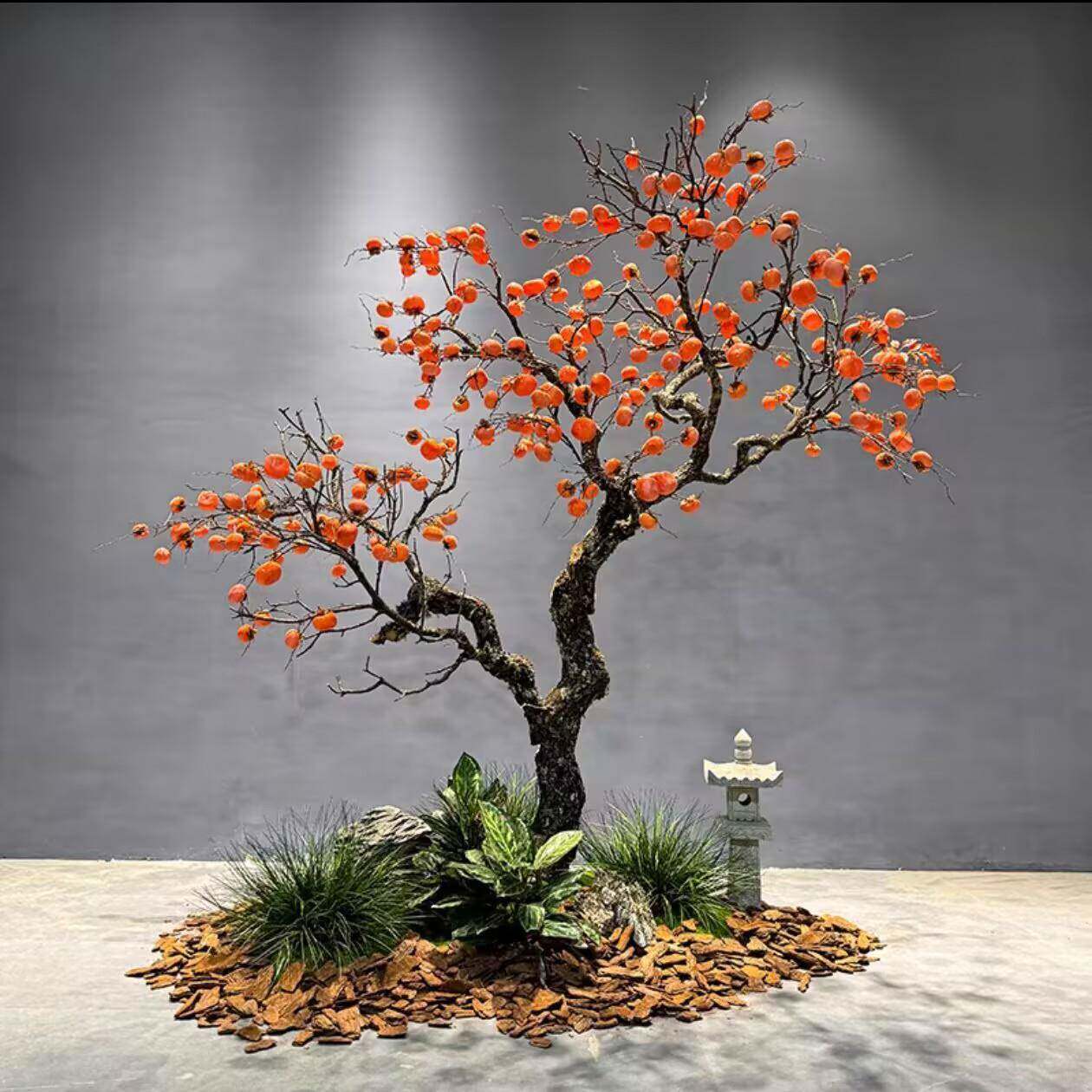 精品柿子树许愿装饰禅中意新式落地树会所假果156453仿真树造景室