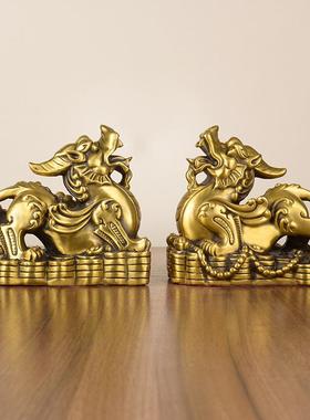 公铜貔貅件一对黄铜貔貅皮丘用店家铺司摆开业YTJ-875礼品