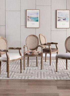 复餐椅实木古式椅子靠村背酒吧民宿美式餐厅乡橡法木FYR家用扶手