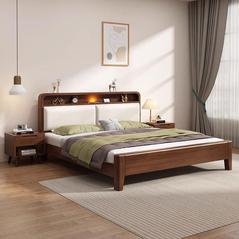 北欧实木床现代简约胡桃11.8米.DUH2m双人床经主色卧室济型婚床家