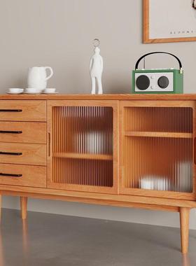 实木餐边餐柜简墙约水客厅茶柜KEC家用厨房厅靠储物柜收纳柜一体