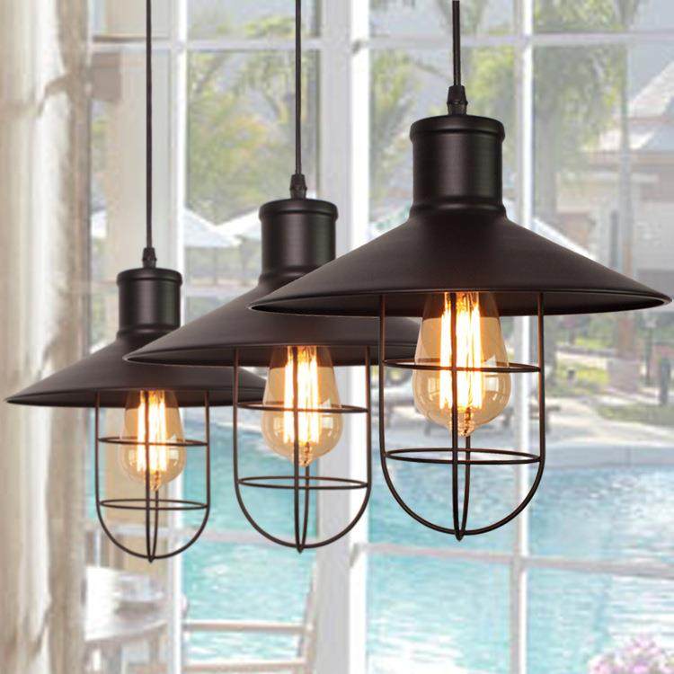 复古吊灯餐桌头单艺锅盖灯台罩工业风店铺服装店吧中171空铁灯具,家装灯饰光源,智能吊灯,淘宝优惠券,粉丝福利购,淘宝优惠卷