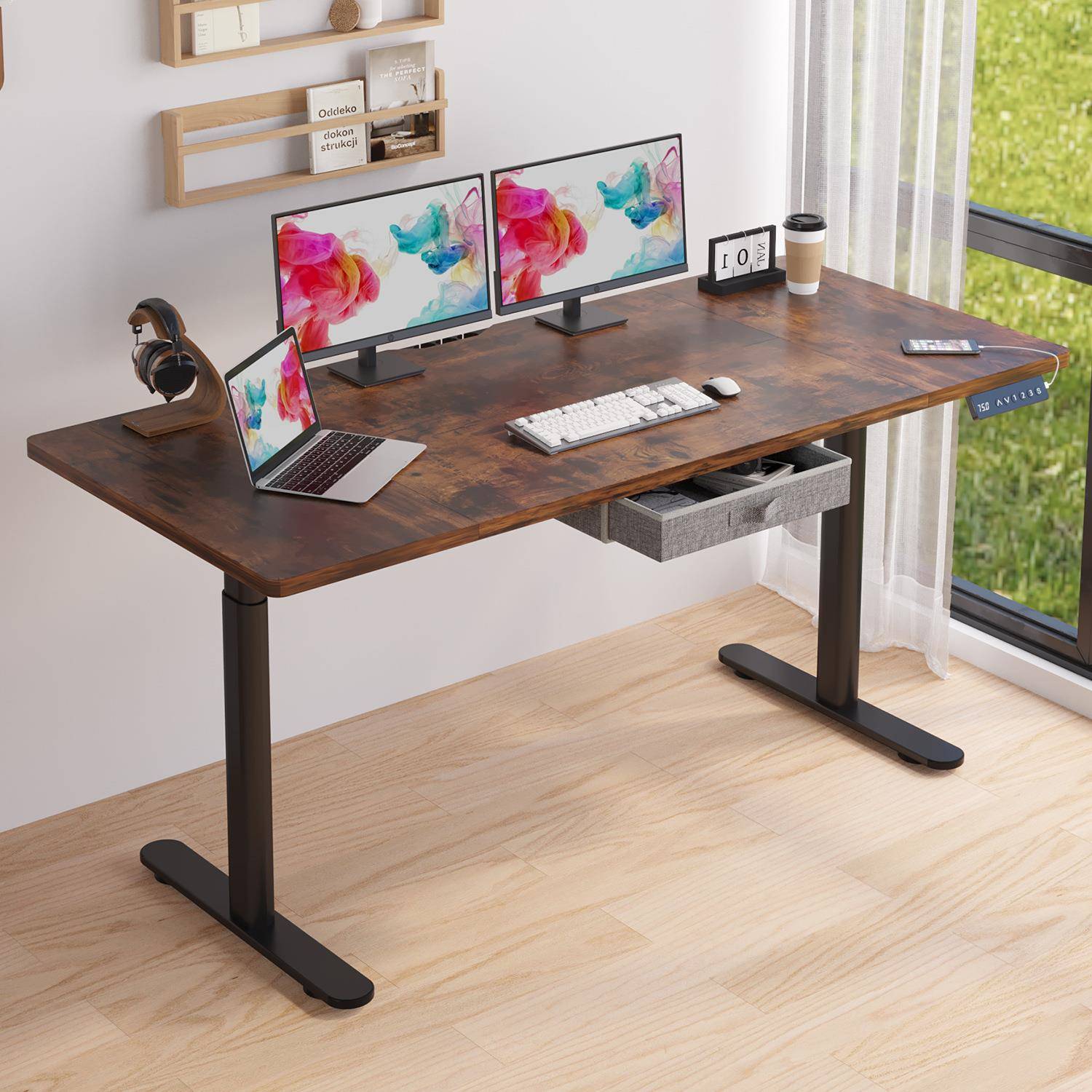 双脑电电动970升机降桌电桌学可升降办公桌习桌