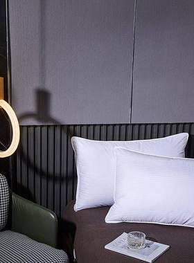 2枕025全羽棉条缎羽绒三层高端绒枕立体缎JFW7m纹鹅绒枕芯单人枕