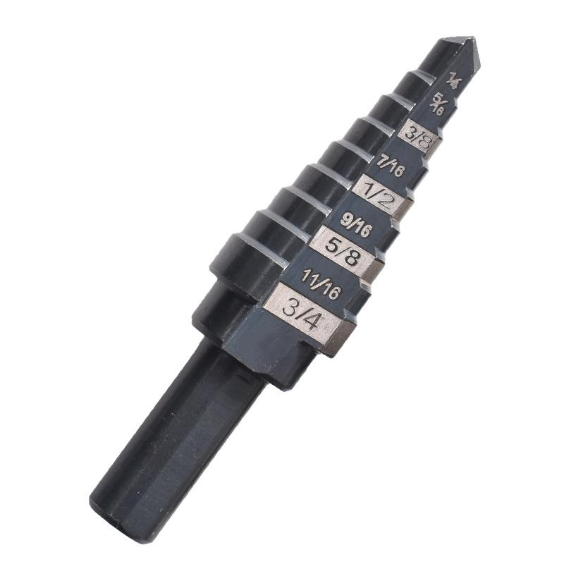 英柄制阶梯钻头阶ZBZ三角高塔速钢黑白双色台钻宝钻头套装金属开