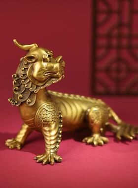 谛地听摆九铜CS-YDDT-华山藏件王坐骑铜貔貅独角兽地一对帝听家居