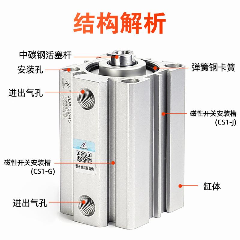辰气薄型气缸SDA50/63/80/101550-510*15X35X星30X20*45*40X7迷动