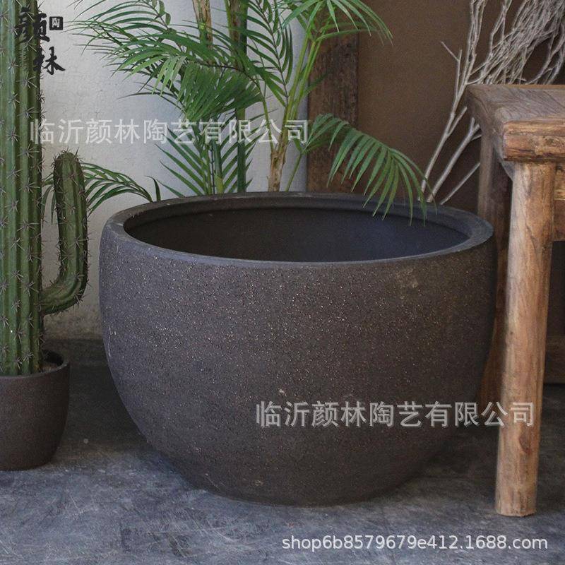 大盆缸缸盆土陶缸养鱼盆睡莲陶盆缸花大口口径荷花盆盆大SRX码北