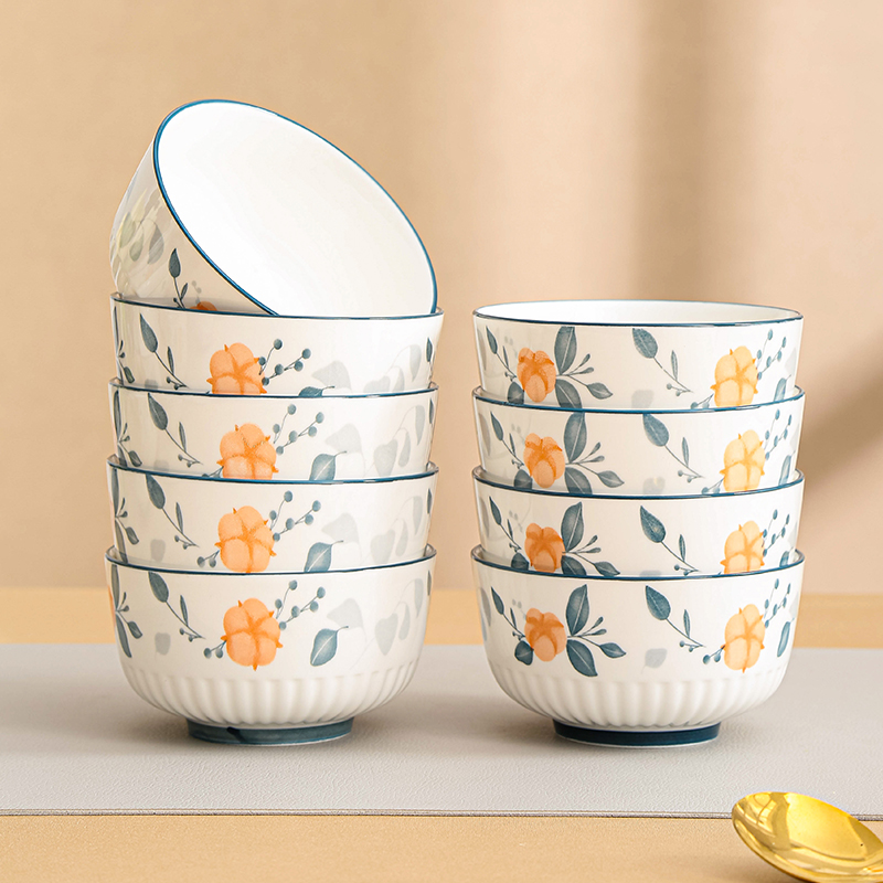 米饭碗家用2024新款陶瓷饭碗高颜值盘子吃L饭餐具碗盘碗碟套装5寸