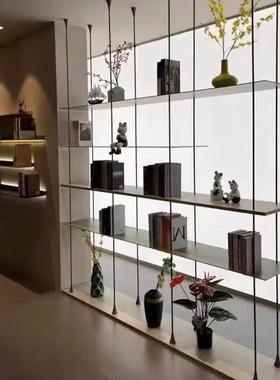 铝合置物地架铝板书架落式挂式金多层展示架圆管立柱悬87290极简