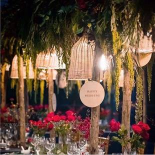 婚户庆道具森系竹厂家直供编藤艺窗酒灯笼外婚礼布置橱吊顶装饰杯