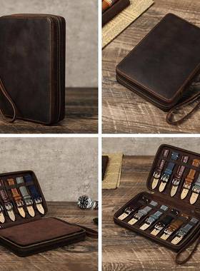 复古疯皮马表带收纳盒1CF11552表只装手工制手作长方形腕拉链带盒