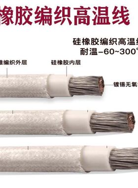 2.5平方高温线 高温导线  白色硅胶编织线 AGRP