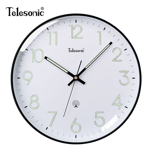 TELESONIC/天王星电波钟夜光挂钟客厅静音钟表时尚个性家用挂墙表