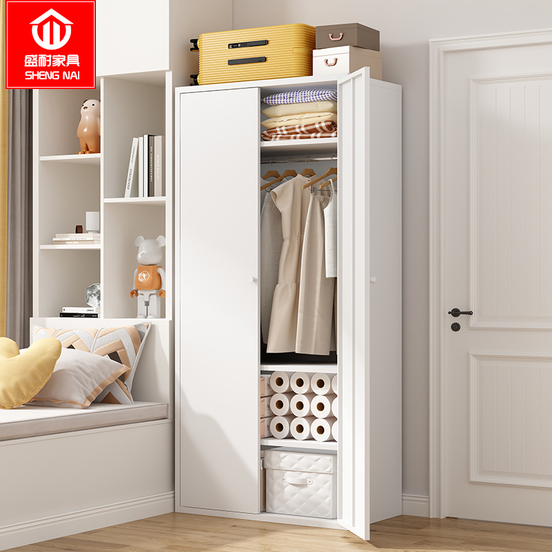 大衣柜家用卧室大容量美女的大衣柜铁皮推拉门分层多层隔板大衣橱
