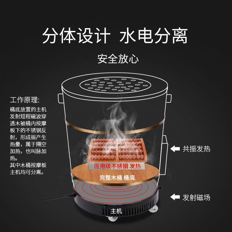 泡脚木桶全自动电加热恒温过小腿家用足浴桶木质盆实木熏蒸桶