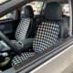 布艺汽车坐垫四季 透气环保亚麻格子防滑座椅套后排 通用单片夏季