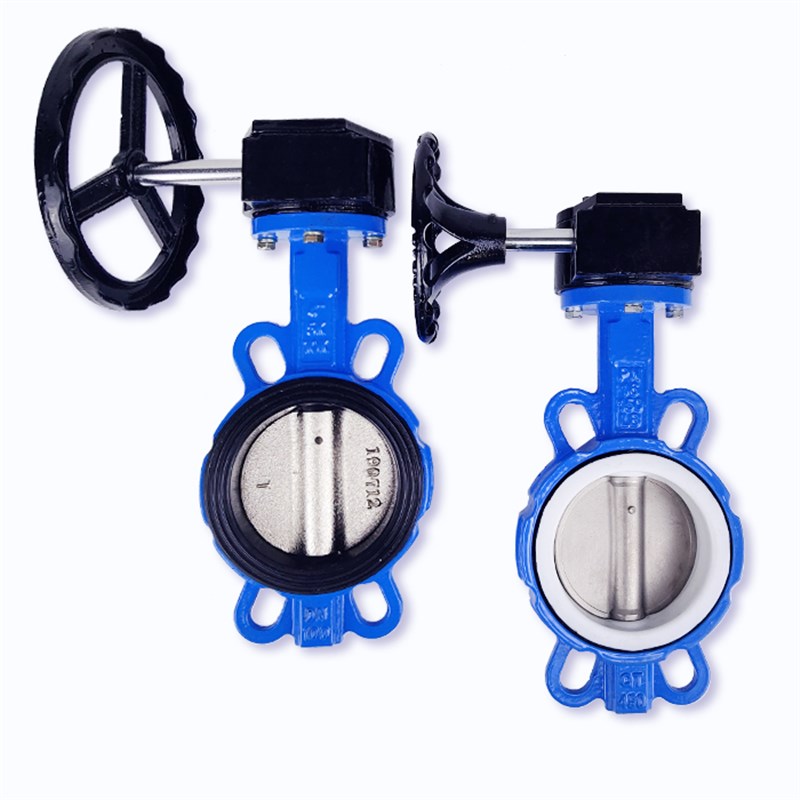 对夹式涡轮蝶软密封门D371X手动手轮蝶30板DNDN100