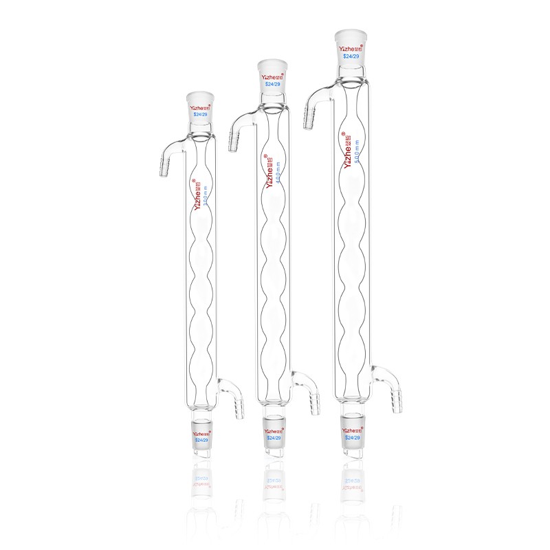 标准口玻璃球形冷凝管蛇形直形冷凝管高硼硅玻璃回流冷凝管200/30