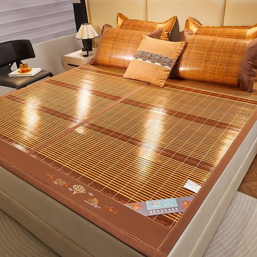 夏季凉席水磨碳化竹席冰丝席学生宿舍卧室可折叠空调席双面席子