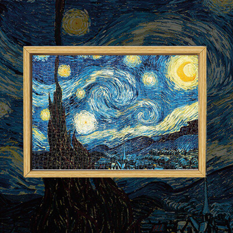 梵高星月夜拼图2000片纸质成年高难度带框可挂墙大人解压益智玩具