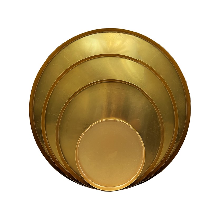 定制酒店餐桌花底盘枯山水微景观造景大花盆中式花道插花金属托盘